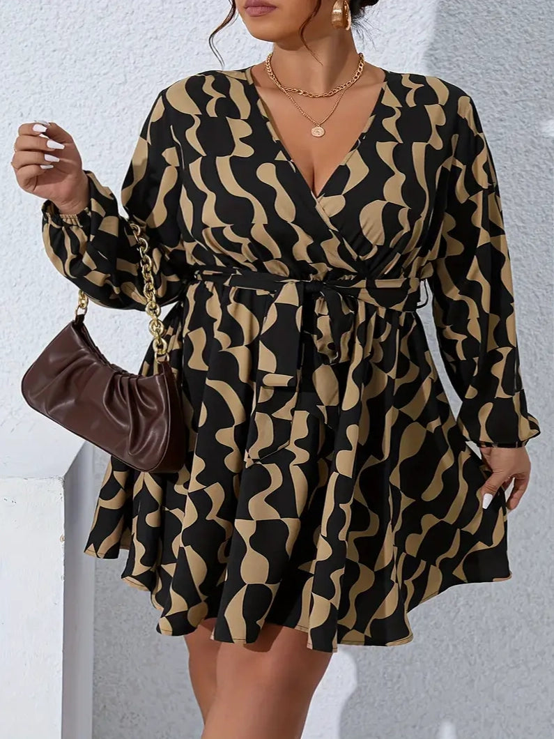 Avery Plus Size Printed Cocktail Dress