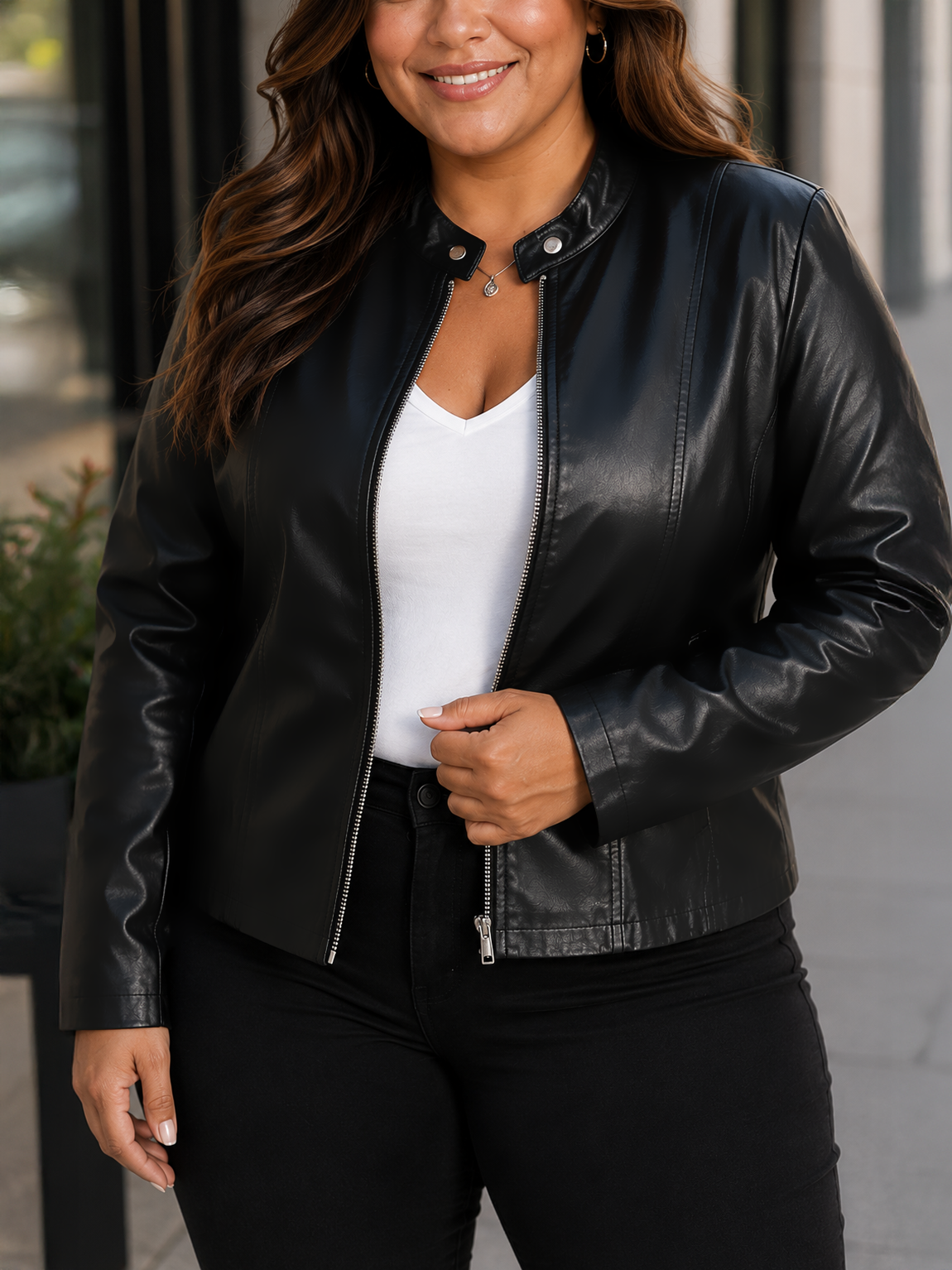 Lara Moto Zip Up Plus Size Jacket