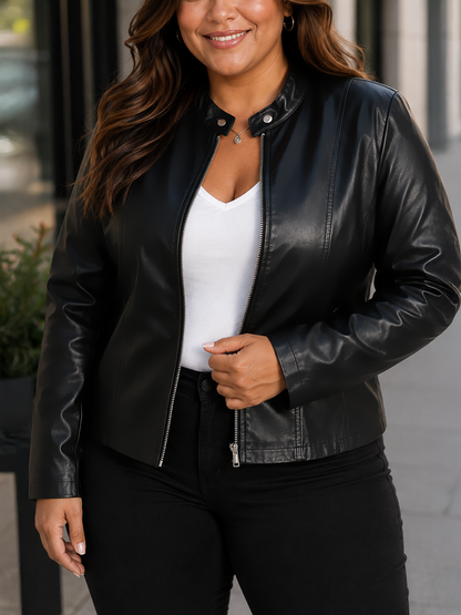 Lara Moto Zip Up Plus Size Jacket