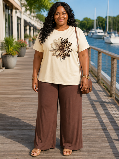 Sunflower Crew Neck Plus Size T-shirt