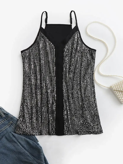 Chloe Plus Size Colour Block Sequin Tank