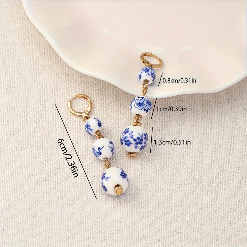 Vintage Porcelain-like Dangle Earrings