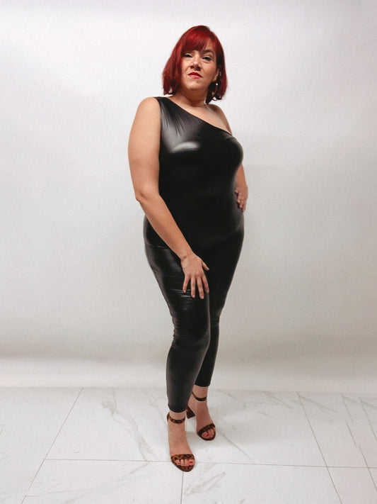 Onyx Plus Size Faux Leather Catsuit