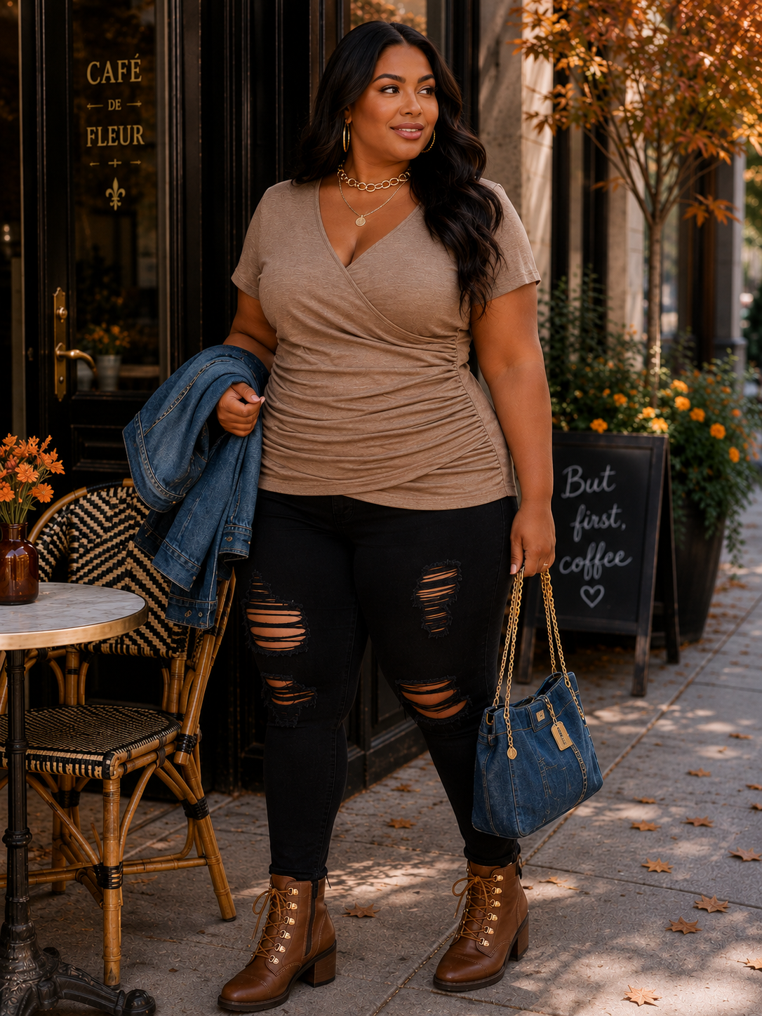 Joanne Short Sleeve Plus Size Top in Mocha