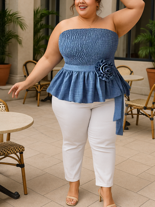 Rosaly Peplum Plus Size Tube Top