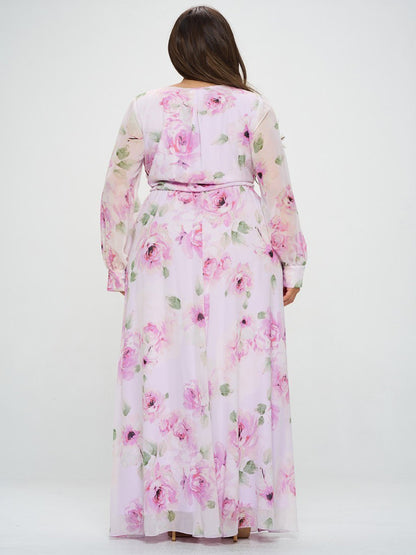 Abigail Plus Size Chiffon Maxi Dress in Lilac