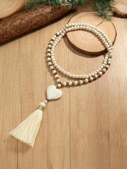 Bohemian Chic Beaded Heart Necklace