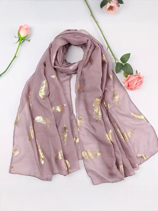 Golden Feather Motif Scarf