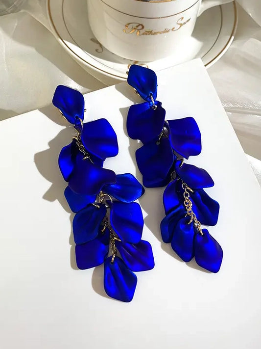 Exaggerated Long Petal Tassel Earrings