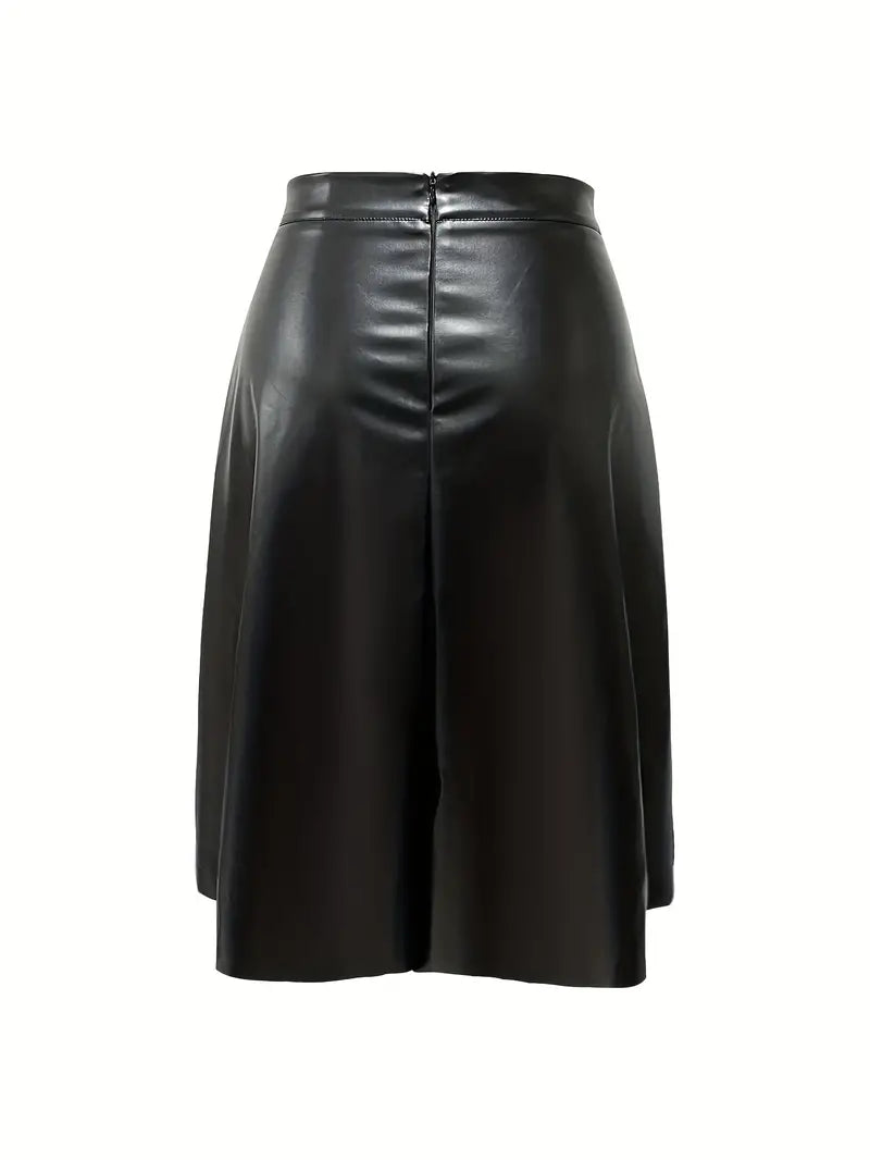 Ivanna Plus Size Faux Leather Circle Skirt