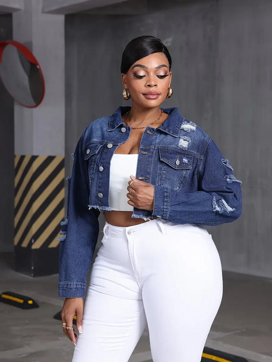 Xiomara Plus Size Crop Jean Jacket