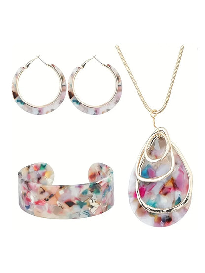 Bohemian Acrylic Necklace Earring and Bracelet Set