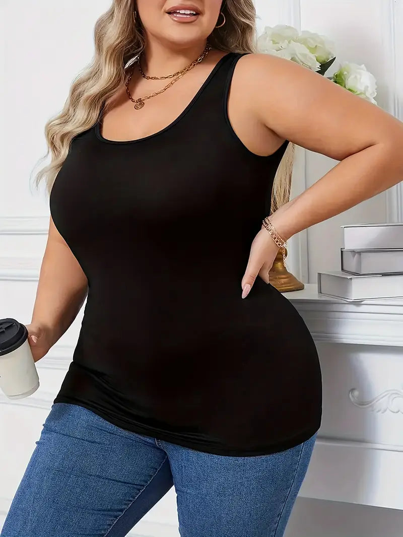 Amellia The Perfect Plus Size Tank Run Free by Fee White