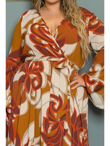 Bernadette Plus Size Chiffon Maxi Dress in Amber