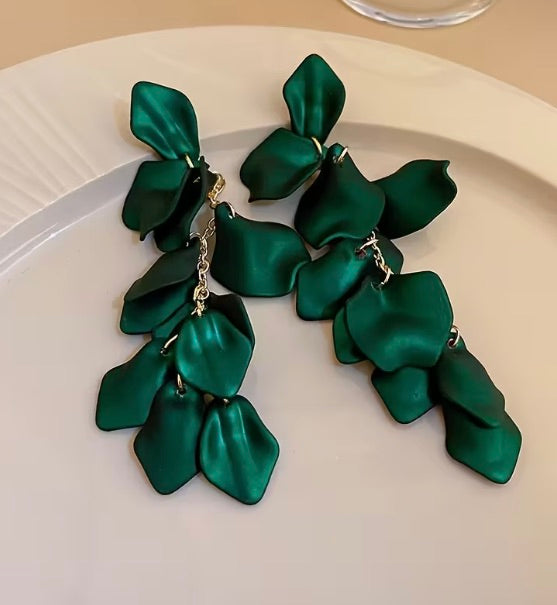 Exaggerated Long Petal Tassel Earrings