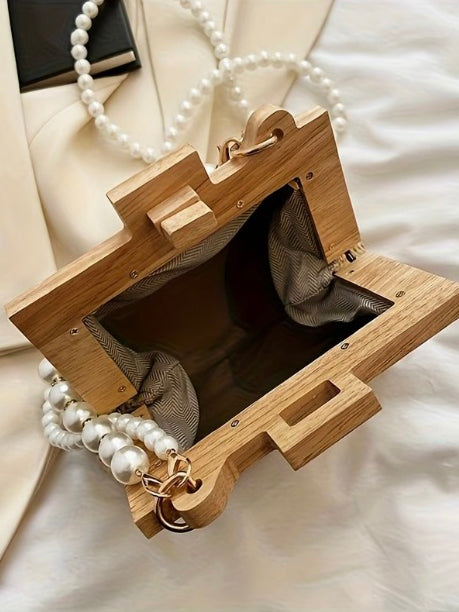 Chic Woven Pearl Detail Bag