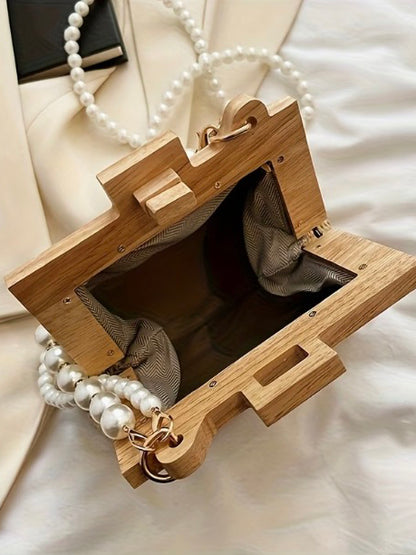 Chic Woven Pearl Detail Bag