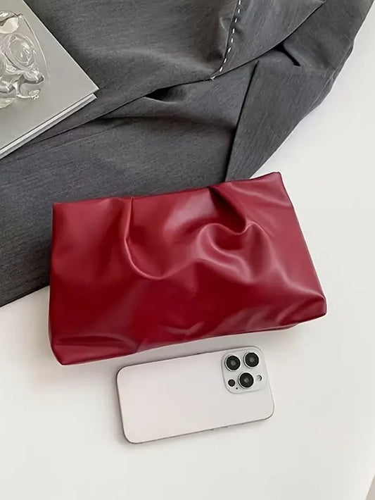 Pleated Evening Clutch Red