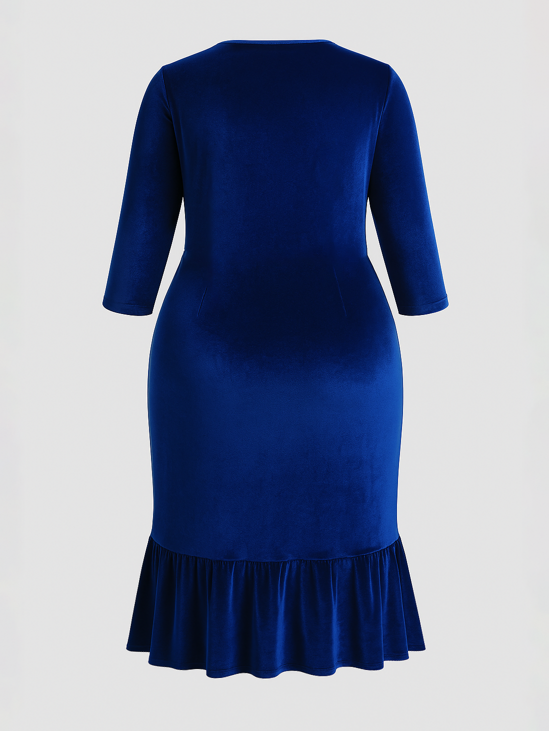 Blossom V-Neck Velvet Plus Size Dress