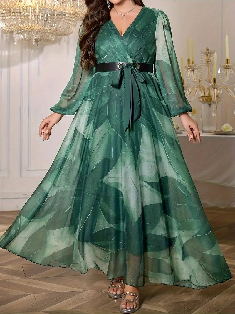 Carmen Emerald Printed Plus Size Dress