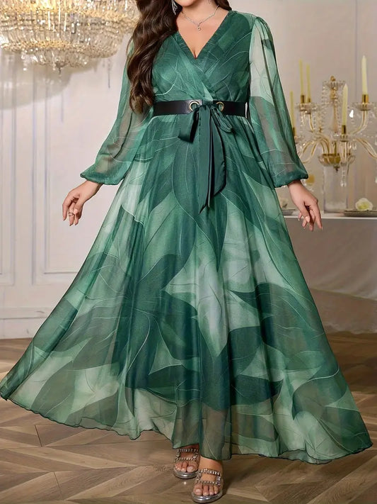 Carmen Emerald Printed Plus Size Dress