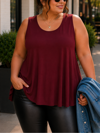 Gloria Swing Plus Size Tank Top in Cranberry