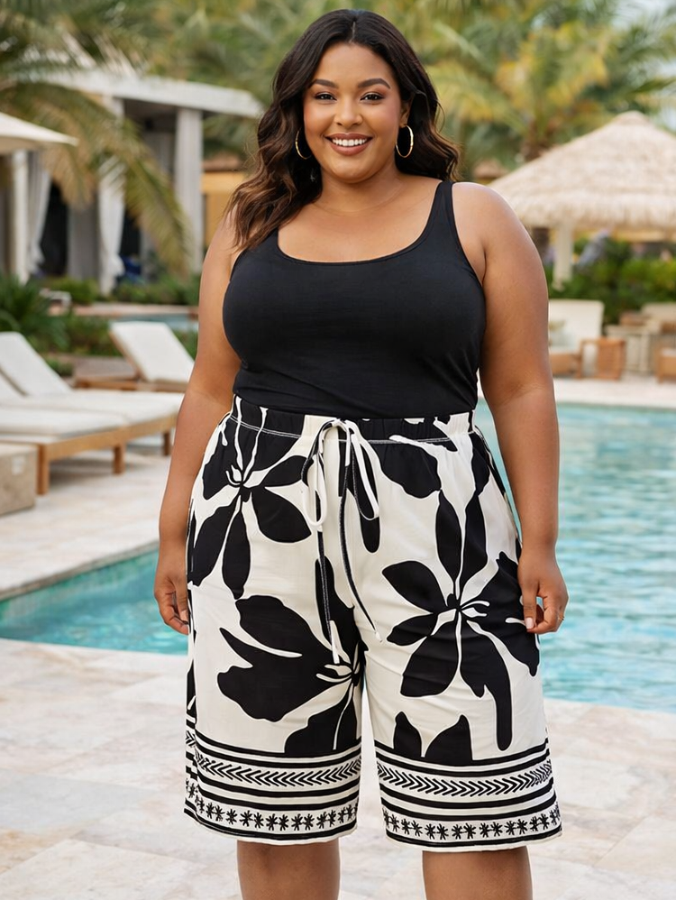 Macy Botanical Plus Size Shorts
