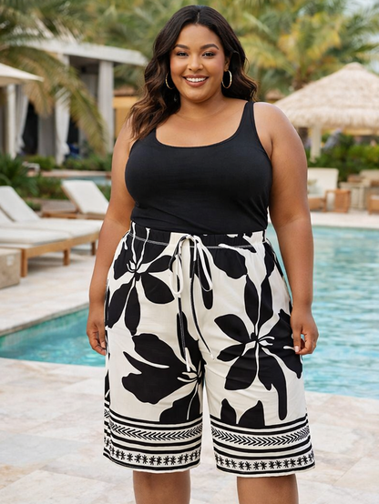 Macy Botanical Plus Size Shorts