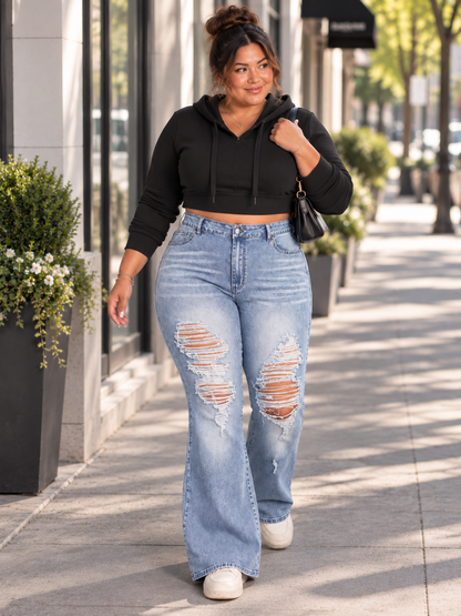 Ramona Distressed Plus Size Flared Jeans