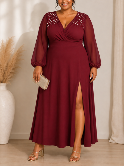 Ciara Pearl Embellished Plus Size Maxi Dress