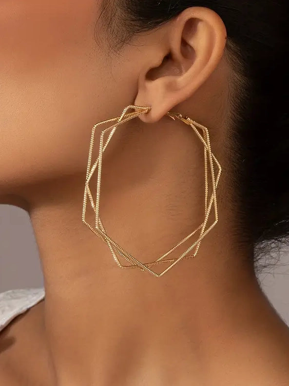 Plated Hexagon Hoop Earrings