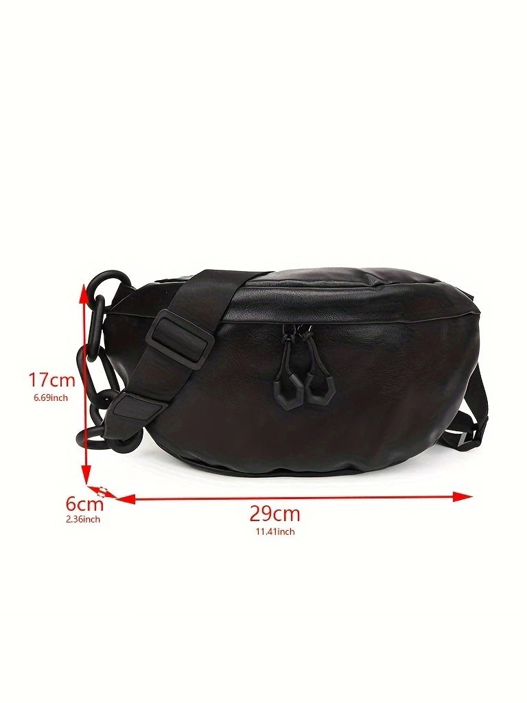 Minimalist Faux Leather Fanny Pack in Black
