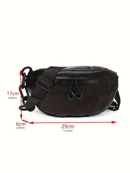 Minimalist Faux Leather Fanny Pack in Black