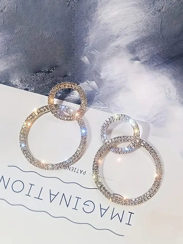 Full Sparkle Rhinestone Circle Earrings