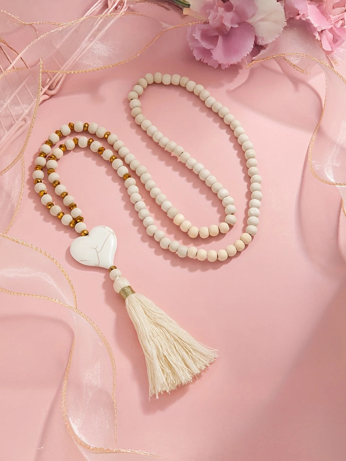 Bohemian Chic Beaded Heart Necklace