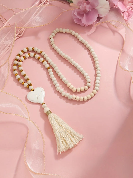 Bohemian Chic Beaded Heart Necklace