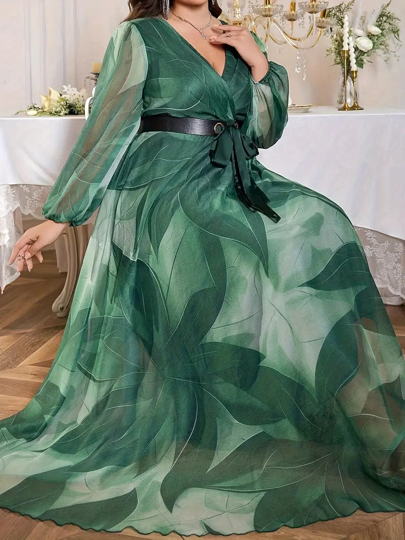 Carmen Emerald Printed Plus Size Dress