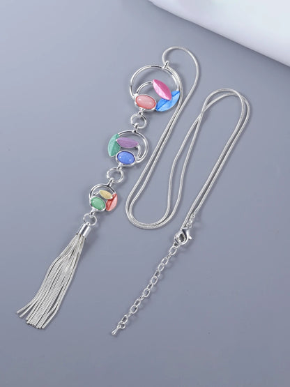 Y-Shaped Pendant Necklace in Multicolour