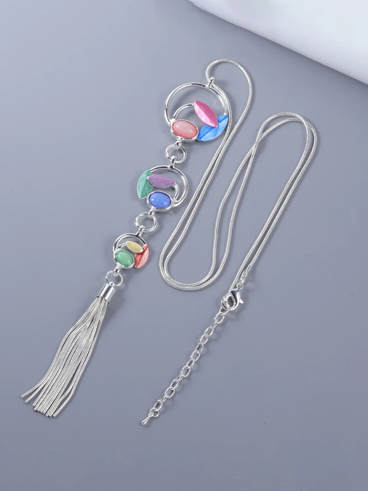 Y-Shaped Pendant Necklace in Multicolour