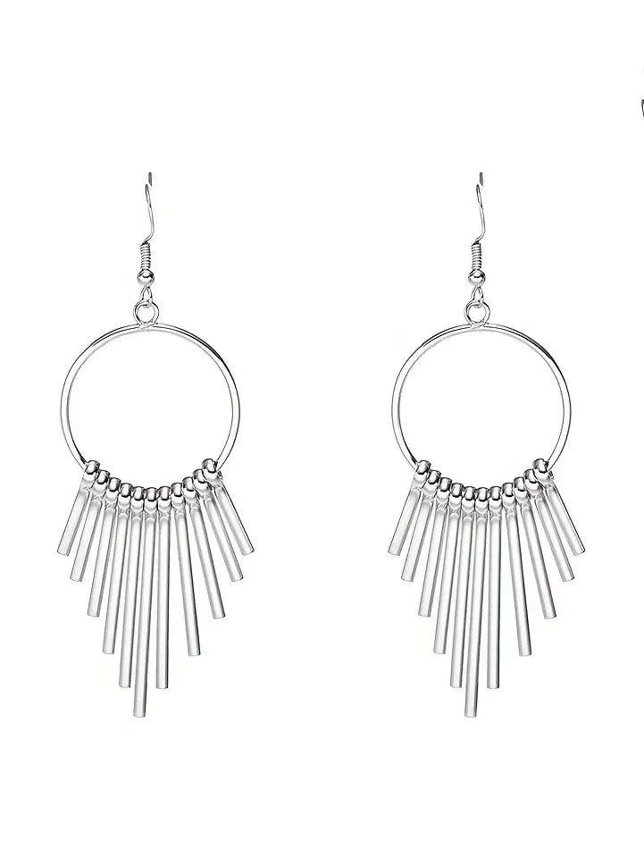 Metal Hoop and Bars Earrings