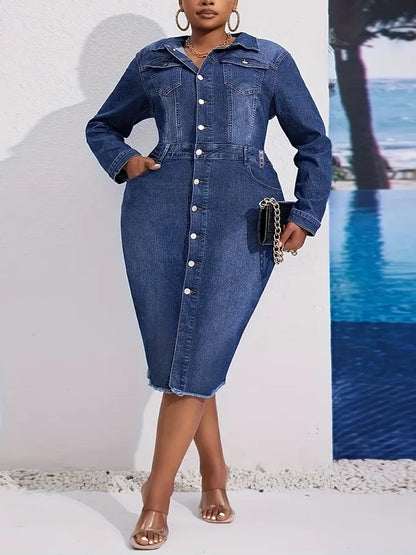 Christine Button Down Plus Size Denim Dress