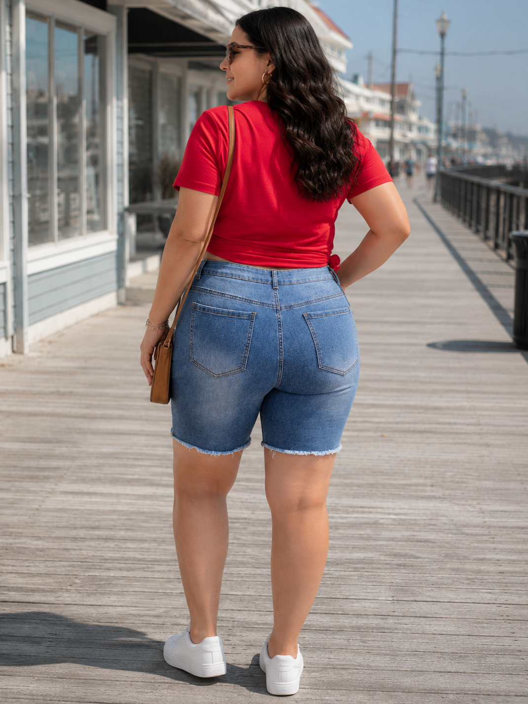 Carrie Frayed Plus Size Jean Shorts