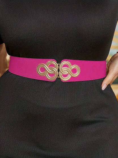 Plus Size Elastic Wide Belt with Gold Clasp