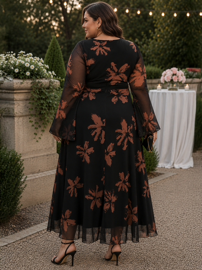 Fiona Mesh Plus Size Floral Dress