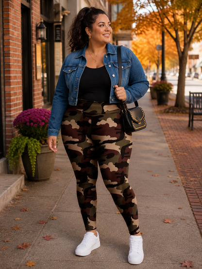 Camo High Waisted Plus Size Leggings