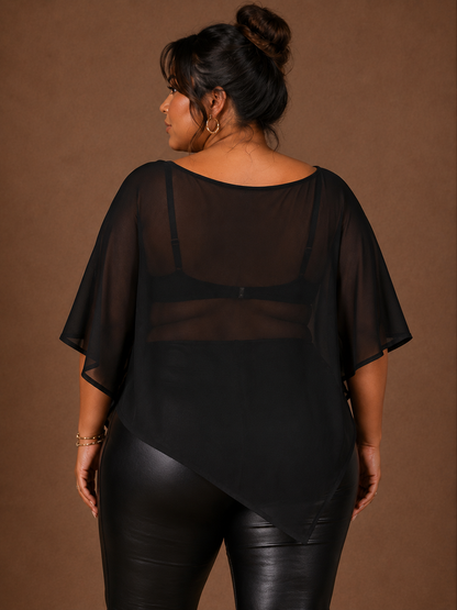Helena Sheer Asymmetrical Plus Size Overlay