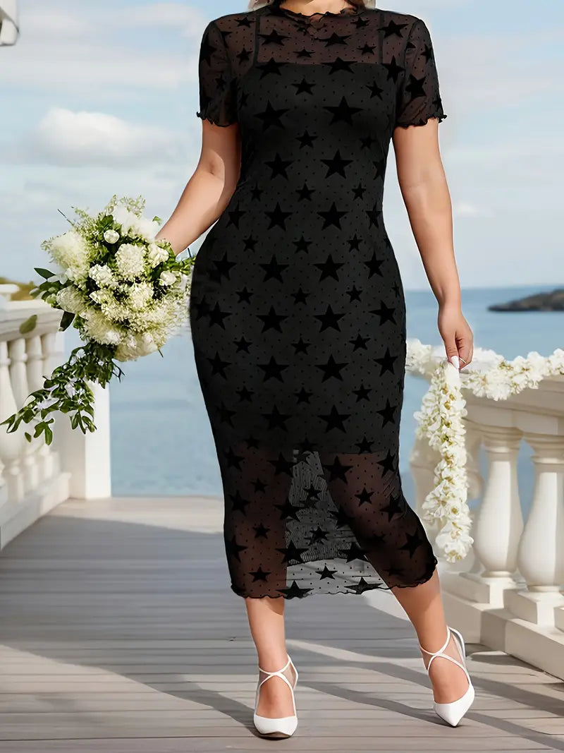 Starly Plus Size Mesh Bodycon Dress