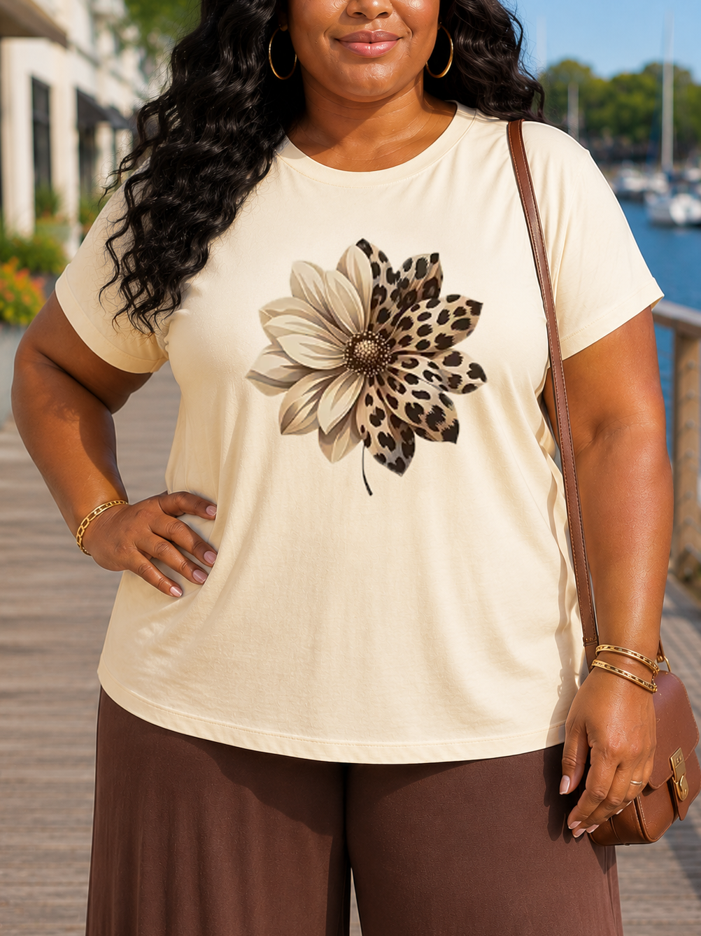 Sunflower Crew Neck Plus Size T-shirt