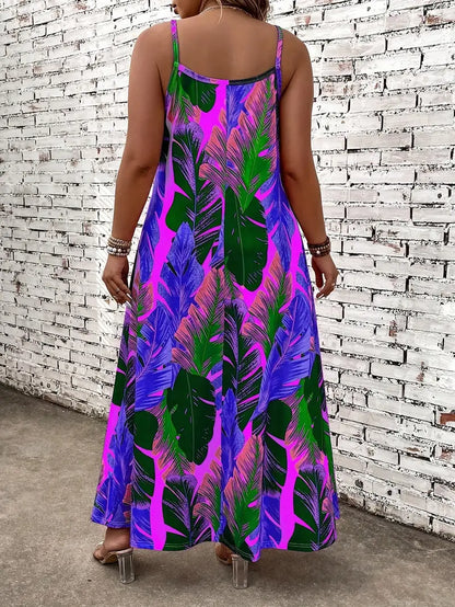 Jordan Plus Size Dress in Leaf Print