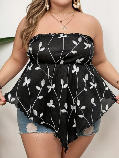 Evie Plus Size Tube Top in Floral Print